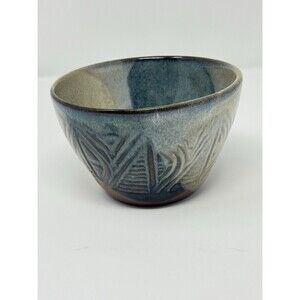 Rare Mid Century Modern Pottery Craft Robert Maxwell 170 Incised Geometric Bowl